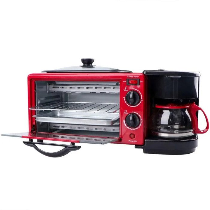 Електрична піч для сніданку 3в1 Rainberg RB-2286R 3800 Вт (піч, кавоварка, поверхня для смаження)