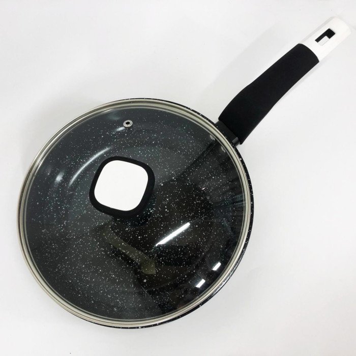 Сковорода UNIQUE UN-5144 22 см з кришкою темний граніт, Довговічні сковорідки, Ідеальна сковорода