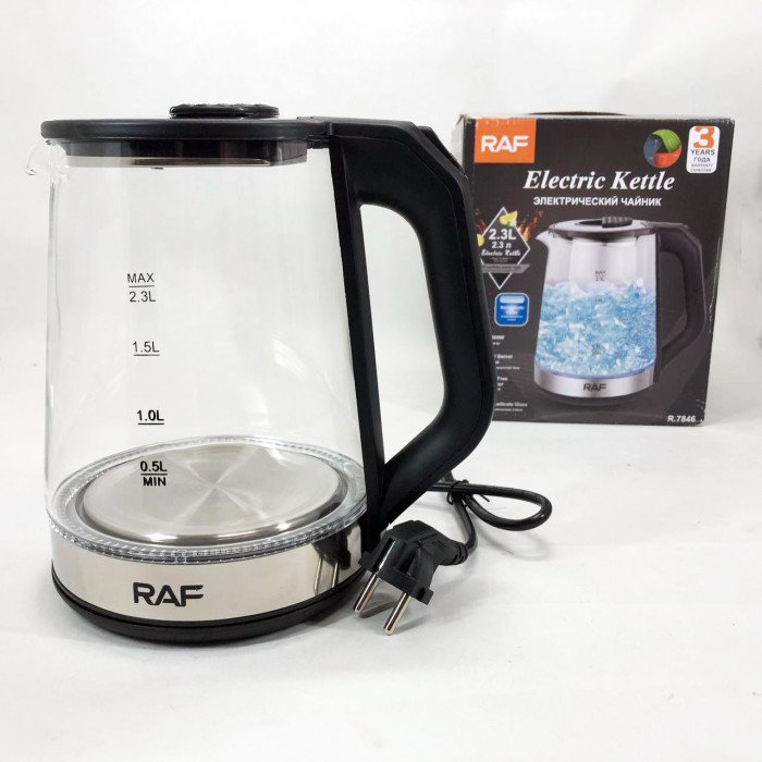 Електричний скляний чайник RAF R.7846, 2.3 л, 2000 Вт