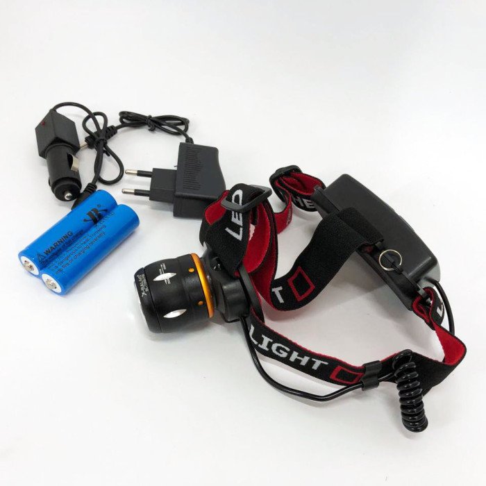 Ліхтар налобний світлодіодний водонепроникний з 2 акумуляторами Bailong BL-T06B-P90, головний ліхтарик