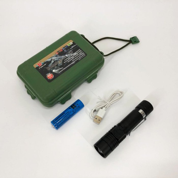 Тактичний ліхтар Bailong BL-518/8518-T6 3 режими роботи zoom з/в microUSB кейс, кишеньковий міні ліхтар