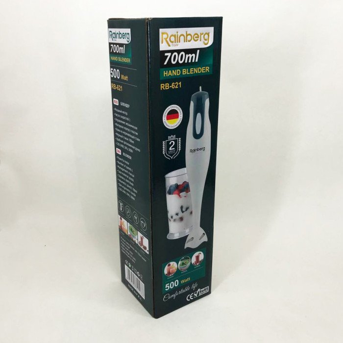 Блендер занурювальний Rainberg RB-621 побутовий блендер з чашею 500W