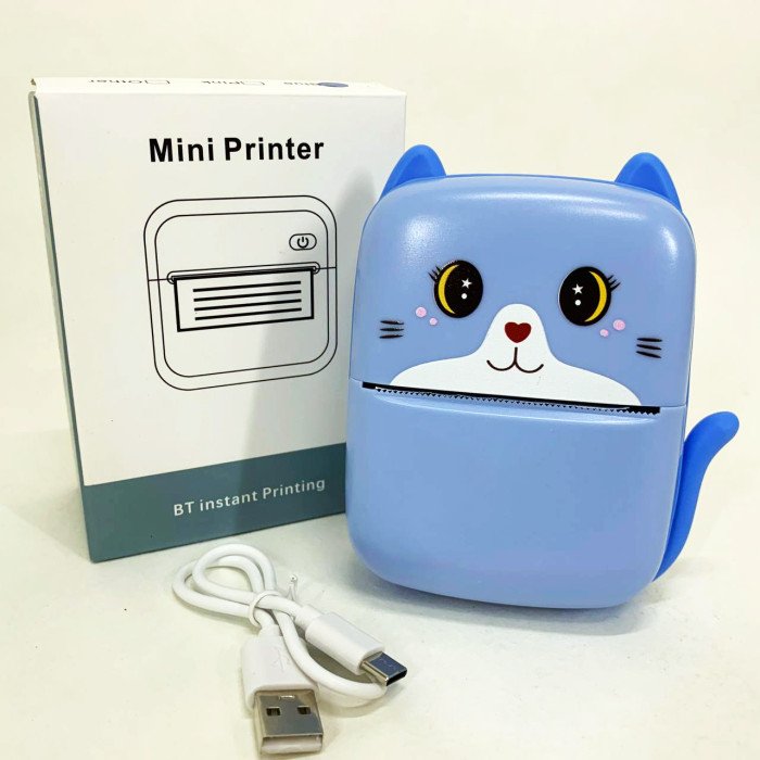 Портативний дитячий термопринтер із Bluetooth A8 Cat міні принтер для телефону Blue
