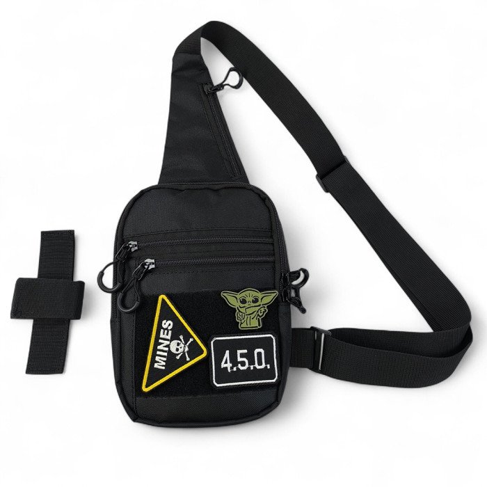 Тактична чоловіча сумка з кобурою Cordura 1000D – 6 кишень, чорна