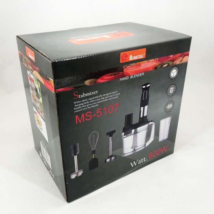 Блендер заглибний багатофункціональний 6-в-1 Domotec MS-5107 800 Вт, Потужний блендер для дому
