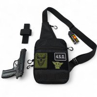 Тактична сумка на плече з кобурою, система MOLLE, патч-панель, Cordura