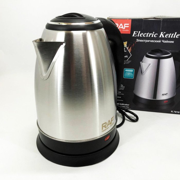 Електрочайник RAF R.7816 металевий дисковий 2 л 2200 Вт, Потужний кухонний чайник