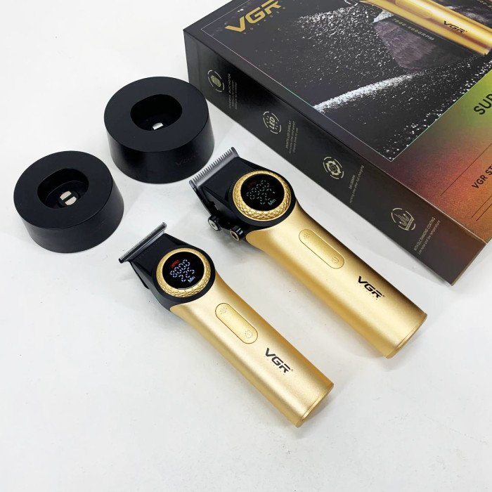 Набір VGR 2 в 1 V-001 V-977 GOLD, акумуляторна машинка для стрижки та триммер. Колір: золотий