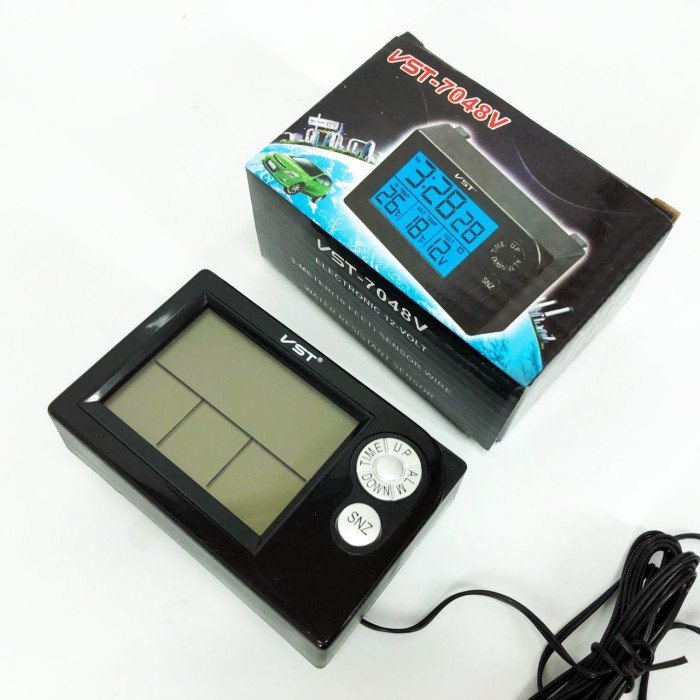 Годинник автомобільний електронні автогодинник VST-7048V для ВАЗ з вольтметром, температурою