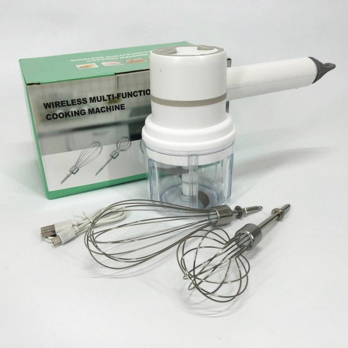 Ручний бездротовий міксер-подрібнювач 2 в 1. Колір: білий