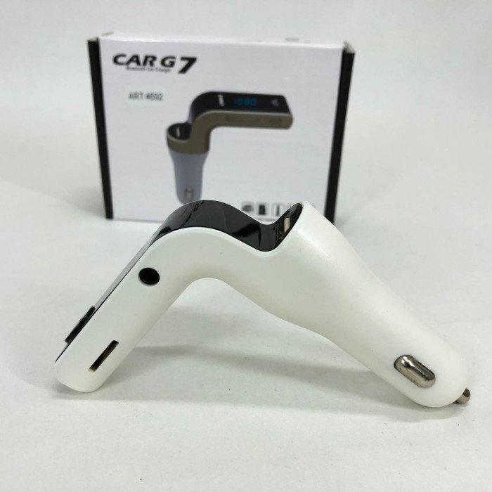 Модулятор FM MOD G7 Bluetooth, Bluetooth модулятор в машину, ФМ модулятор блютуз в машину. Колір: білий