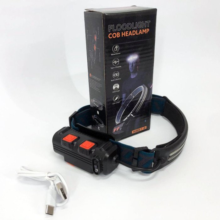 Ліхтар налобний акумуляторний BL-W691-2COB (white/red/RGB) з датчиком руху, потужний ліхтар налобний