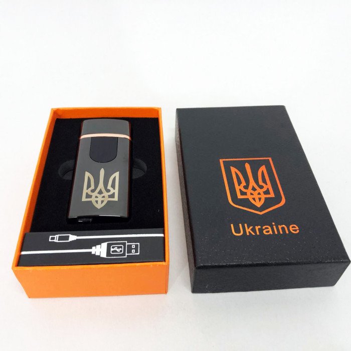 Електрична та газова запальничка Україна із USB-зарядкою HL-431, вітрозахисна запальничка. Колір: чорний