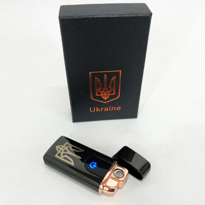 Електрична та газова запальничка Україна із USB-зарядкою HL-431, вітрозахисна запальничка. Колір: чорний
