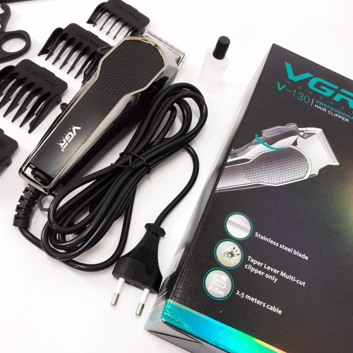 Машинка для стрижки VGR V-130 провідна професійна з насадками для окантовки триммер для волосся