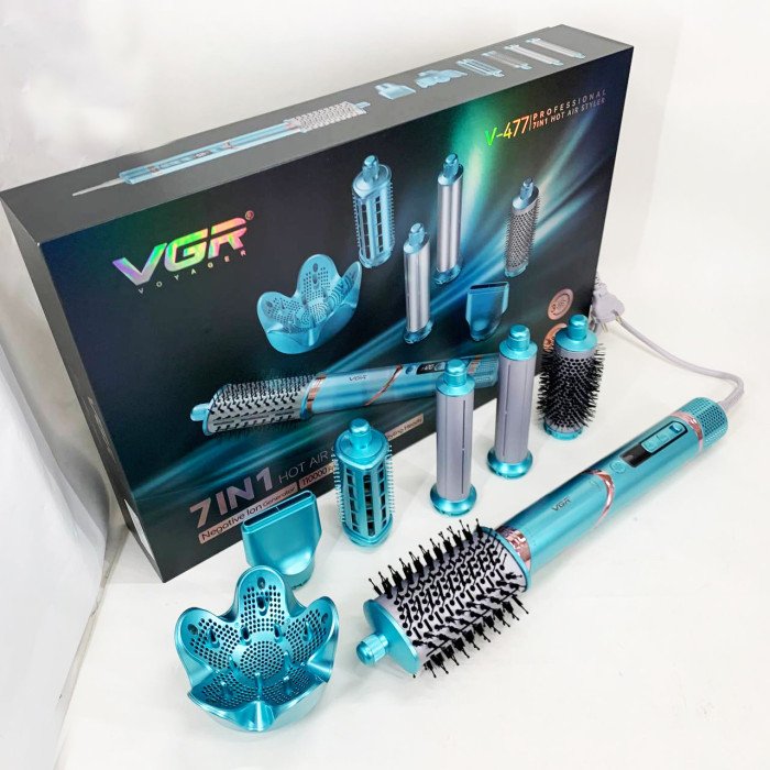Фен-стайлер для волосся 7в1 VGR V-477 Blue Professional 1400 Вт 7 насадок