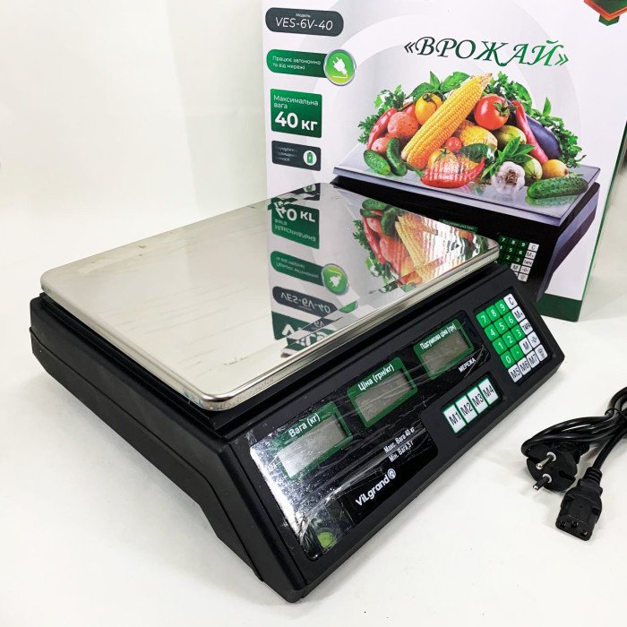 Ваги торговельні ViLgrand VES-6V-40 40 кг з калькулятором та акумулятором