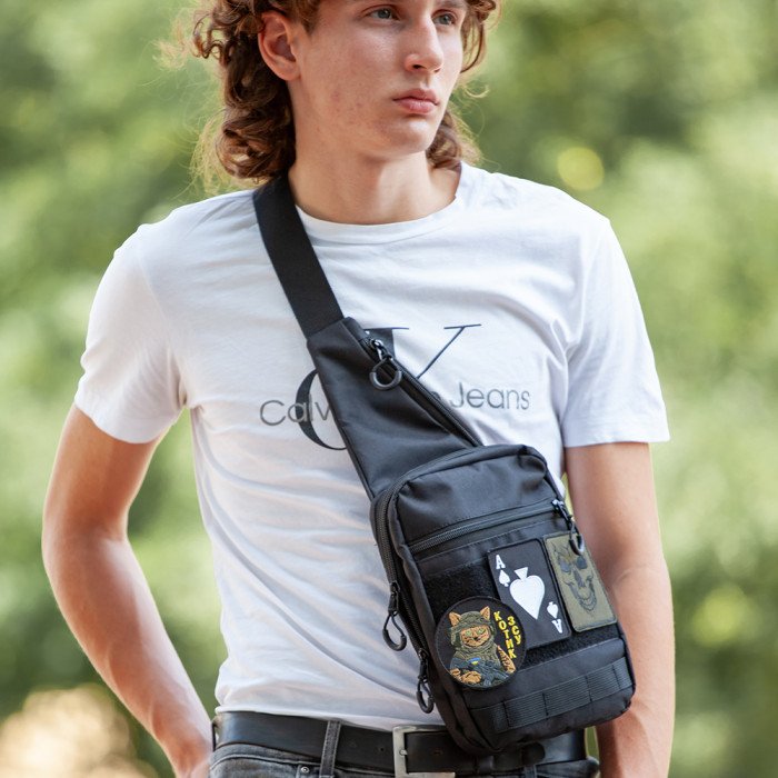 Тактична сумка на плече з кобурою, система MOLLE, патч-панель, Cordura