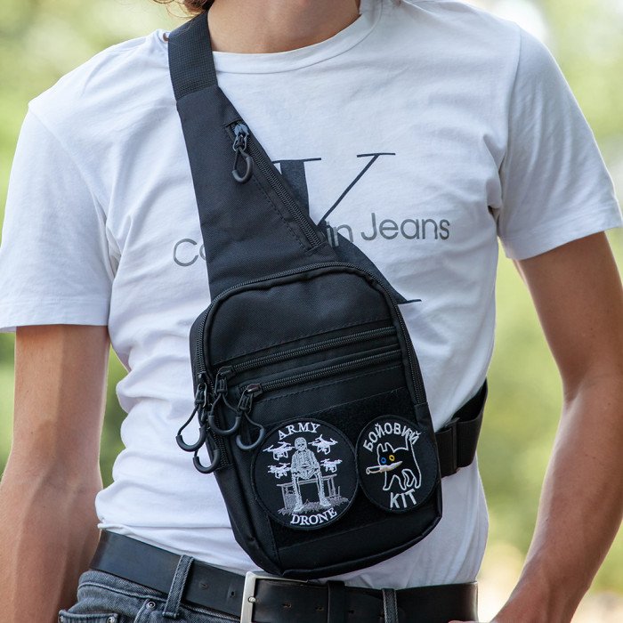 Тактична чоловіча сумка з кобурою Cordura 1000D – 6 кишень, чорна