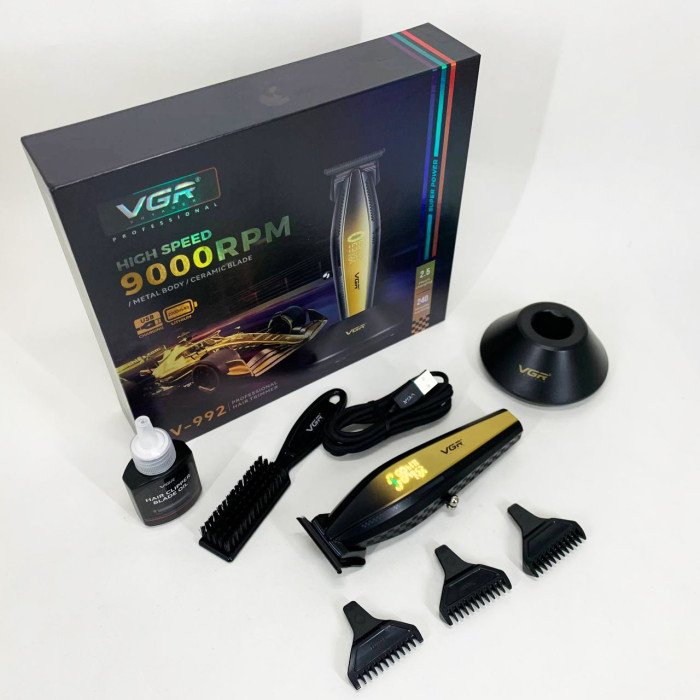 Машинка для стрижки волосся з потужним мотором XPRO VGR V-992 GOLD з насадками 1-2-3 мм