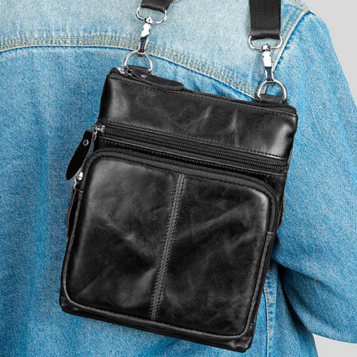 Чоловіча сумка з натуральної італійської шкіри флотар – 5 кишень, міцна фурнітура