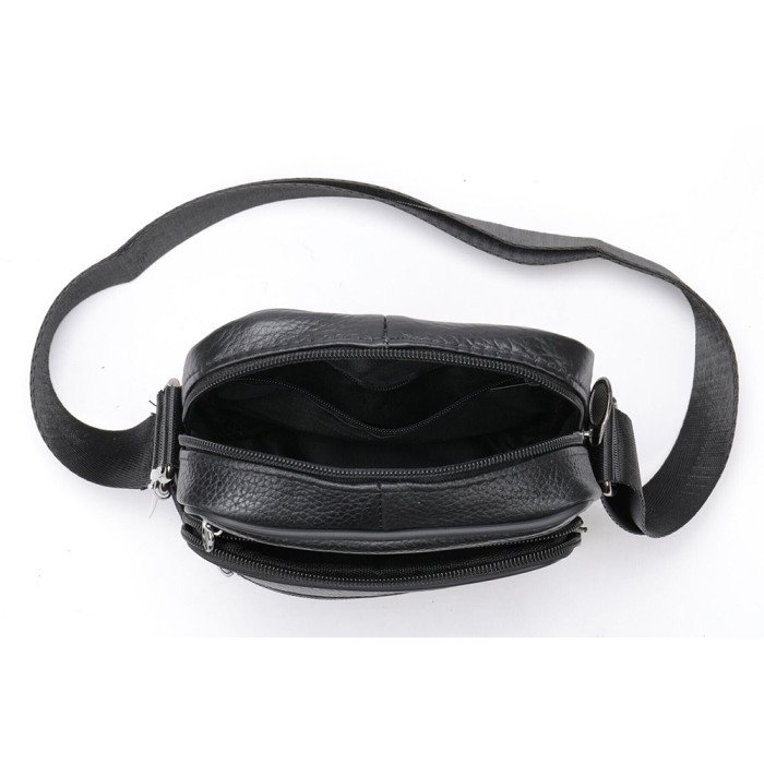 Стильна чоловіча сумка через плече з натуральної шкіри, компактний розмір, багато відділень