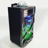 Музична колонка зі світломузикою WilliCo 300 Вт та мікрофоном, портативна колонка з диско-кулею