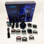 Професійна машинка для стрижки волосся VGR V-001 BLUE з дисплеєм 9000 об/хв та 10 насадками 1,5-24 мм