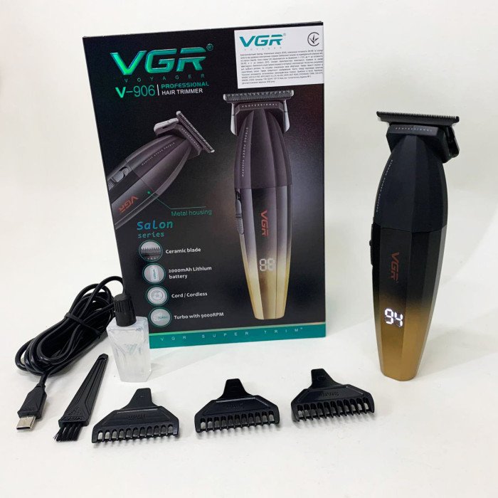 Машинка для стрижки волосся VGR V-906 тример для окантовки та стрижки бороди. Колір: жовтий