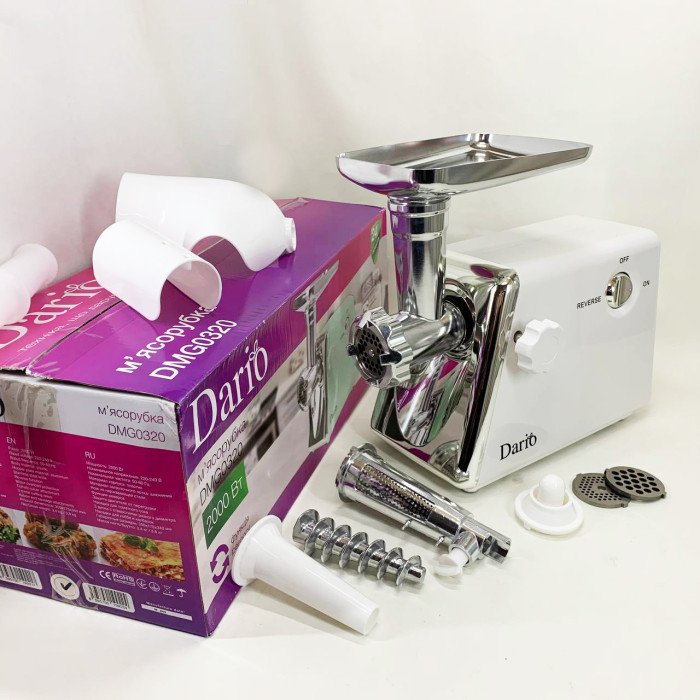 М'ясорубка електрична 2000 Вт Dario DMG0320. Колір: білий