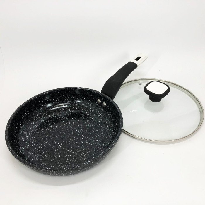 Сковорода UNIQUE UN-5114 22 см із кришкою граніт світлий багатошарове покриття