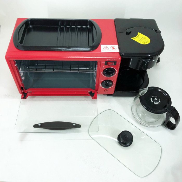 Електрична піч для сніданку 3в1 Rainberg RB-2286R 3800 Вт (піч, кавоварка, поверхня для смаження)