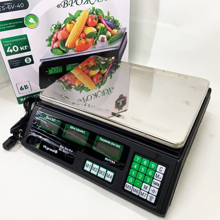 Ваги торговельні ViLgrand VES-6V-40 40 кг з калькулятором та акумулятором