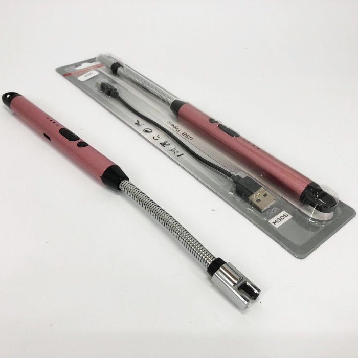 Запальничка електрична BBQ Lighter імпульсна плазмова вітрозахисна USB рожева запальничка