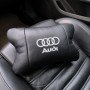 Автомобільна подушка для підголівника Audi – чорна натуральна шкіра