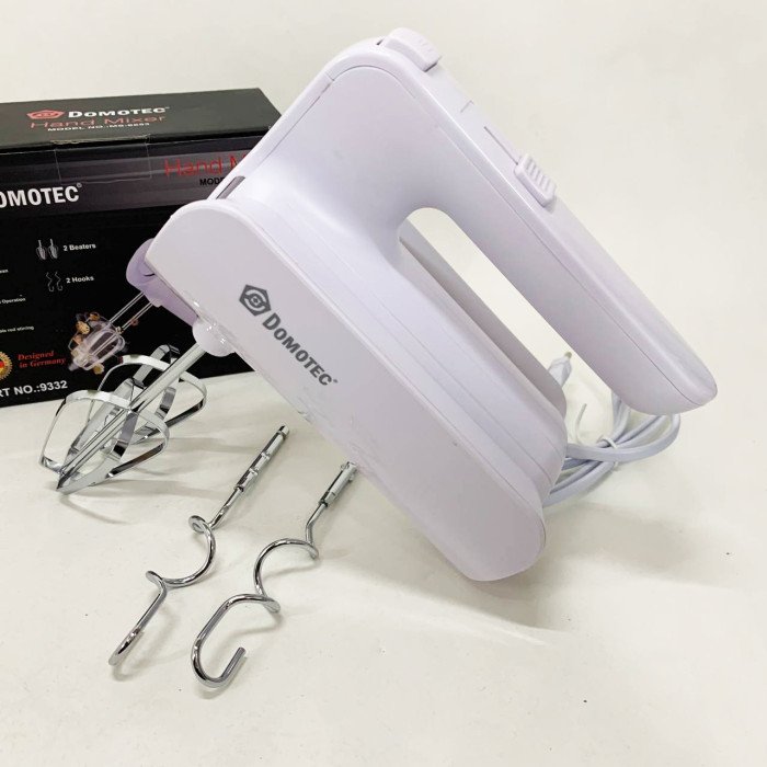 Ручний міксер Domotec R.6653W кухонний міксер із насадками 5 швидкостей 800 Вт білий