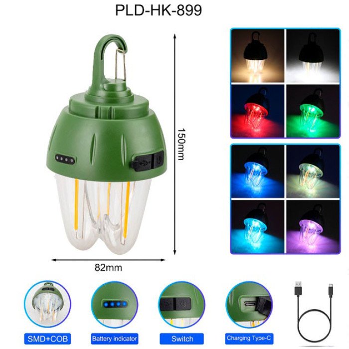 Ліхтар кемпінг вольфрамова лампа на сонячній батареї 899-SMD(RGB)+COB