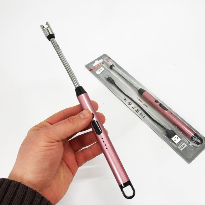 Запальничка електрична BBQ Lighter імпульсна плазмова вітрозахисна USB рожева запальничка
