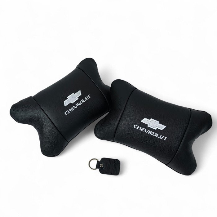 Автомобільні подушки Chevrolet з натуральної італійської шкіри + шкіряний брелок у подарунок