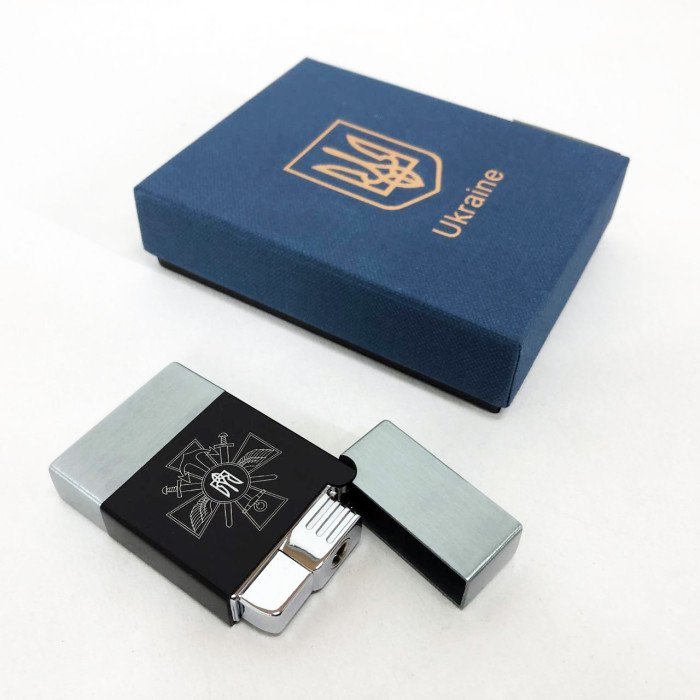 Запальничка газова Україна (Подарунка, турбо полум'я) HL-393-1. Колір: срібло