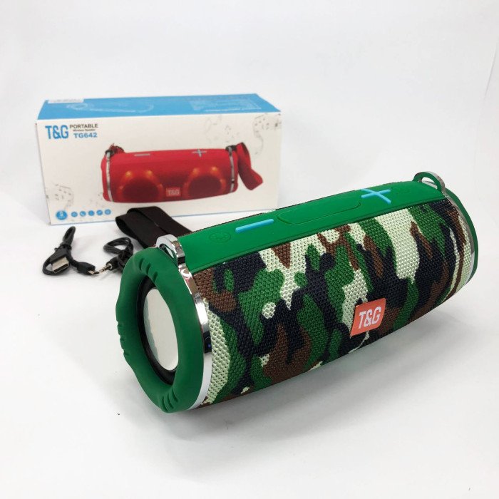 Портативна колонка TG642 з RGB підсвічуванням та ремінцем, колонка для вечірки. Колір: камуфляж