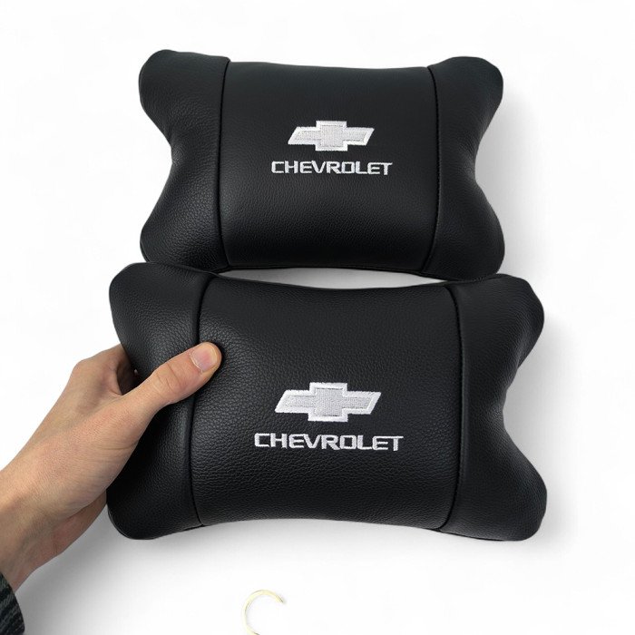 Автомобільні подушки Chevrolet з натуральної італійської шкіри + шкіряний брелок у подарунок