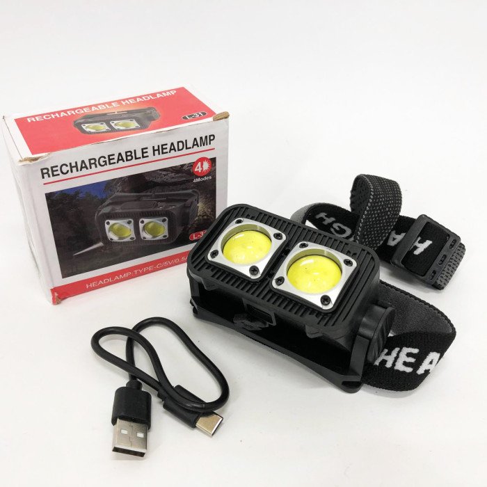 Ліхтар налобний K372-2COB з датчиком руху, Світлодіодний ліхтар на лоб, Ліхтарик на голову із зарядкою