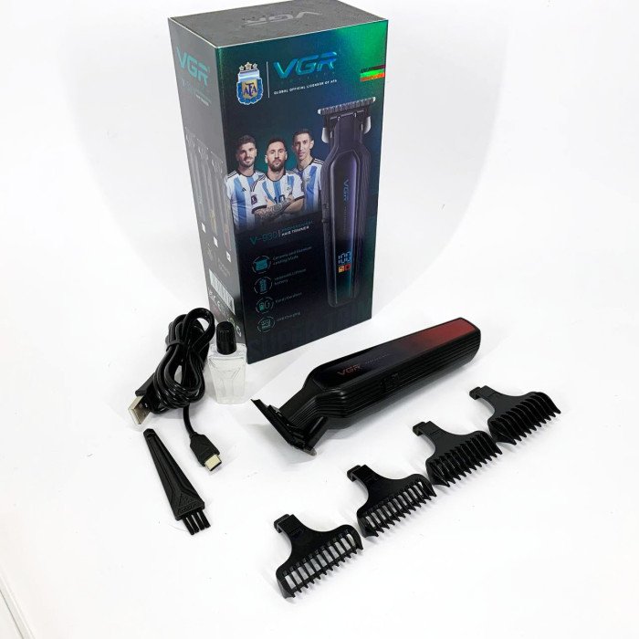 Професійний триммер для бороди та вусів з керамікою VGR V-930 насадки 1-7 мм. Колір: червоний
