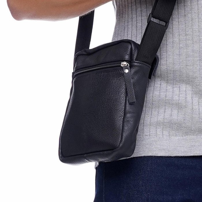 Набір 2 В 1! Сумка + Ліхтар! Якісна чоловіча сумка з натуральної шкіри + Тактичний ліхтар POLICE BL-X71-P50