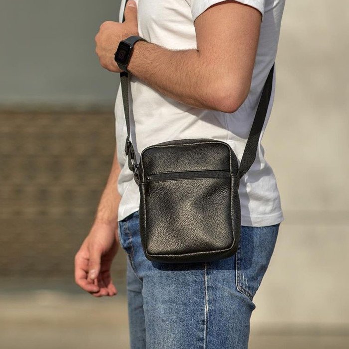 Якісна чоловіча сумка з натуральної шкіри, сумка месенджер, шкіряна барсетка, сумка через плече