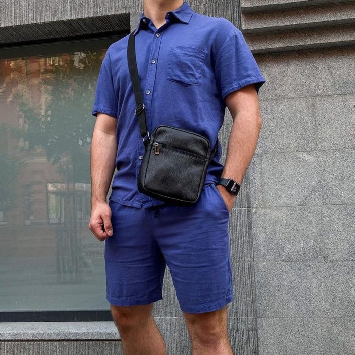 Набір 2 В 1! Сумка + Ліхтар! Якісна чоловіча сумка з натуральної шкіри + Тактичний ліхтар POLICE BL-X71-P50