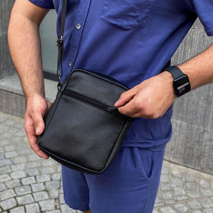 Набір 2 В 1! Сумка + Ліхтар! Якісна чоловіча сумка з натуральної шкіри + Тактичний ліхтар POLICE BL-X71-P50