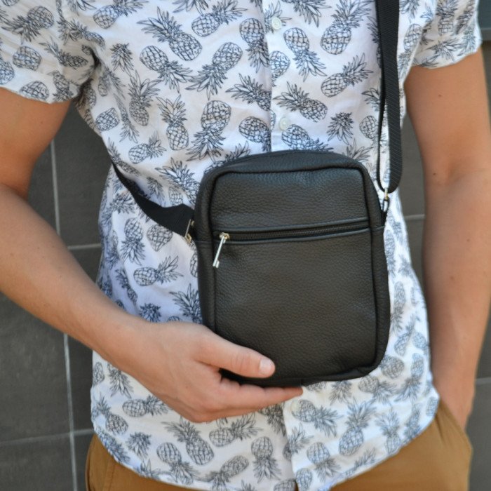 Набір 2 В 1! Сумка + Ліхтар! Якісна чоловіча сумка з натуральної шкіри + Тактичний ліхтар POLICE BL-X71-P50