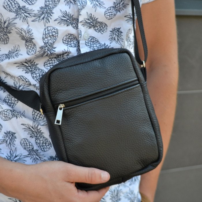 Набір 2 В 1! Сумка + Ліхтар! Якісна чоловіча сумка з натуральної шкіри + Тактичний ліхтар POLICE BL-X71-P50